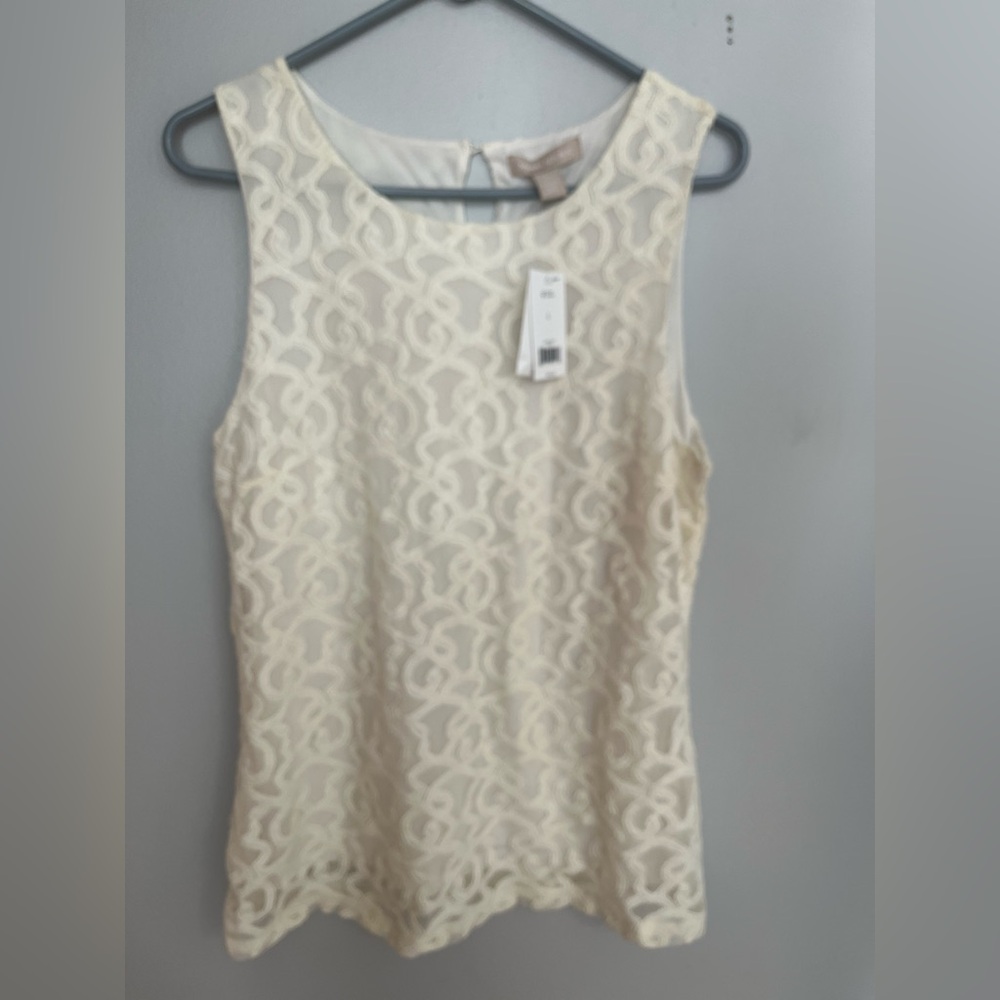 Banana Republic Cream Lace Sleeveless Blouse‎ NWT